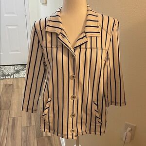 Onque Casuals Black and White Striped Jacket